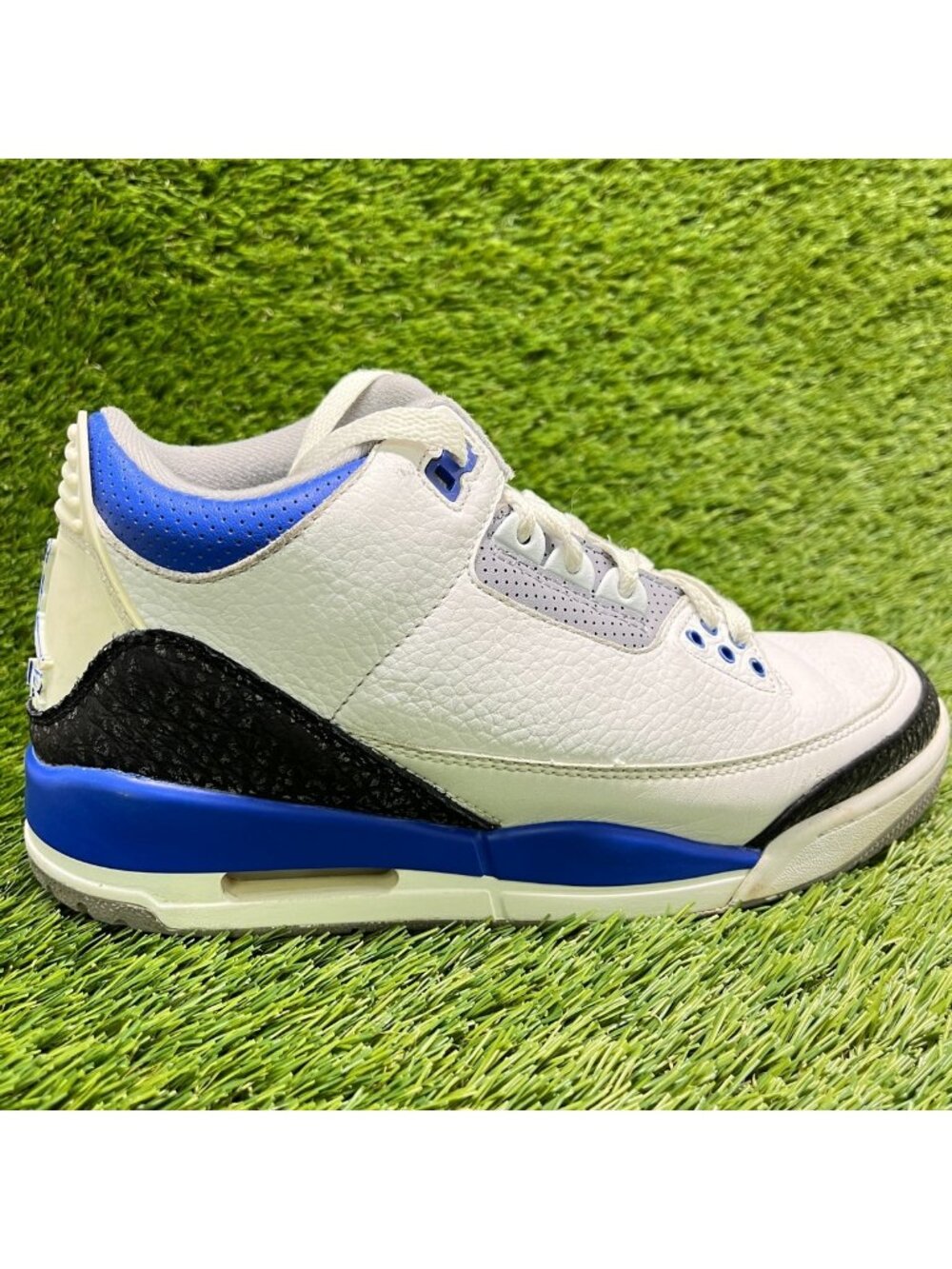 Nike Air Jordan 3 Retro Mid Mens Size 7 White Racer Blue Athletic Shoes Sneakers